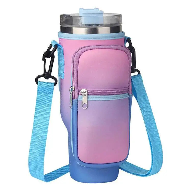 Water Bottle Carrier Bag for Stanley 40oz Tumbler with Handle Water Bottle Holder with Adjustable Shoulder Strap with Pocket