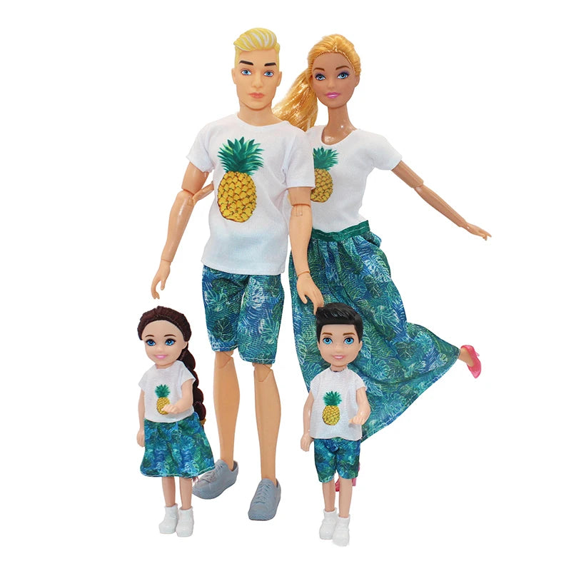 4pcs Family Dolls Ken & Wife Playset