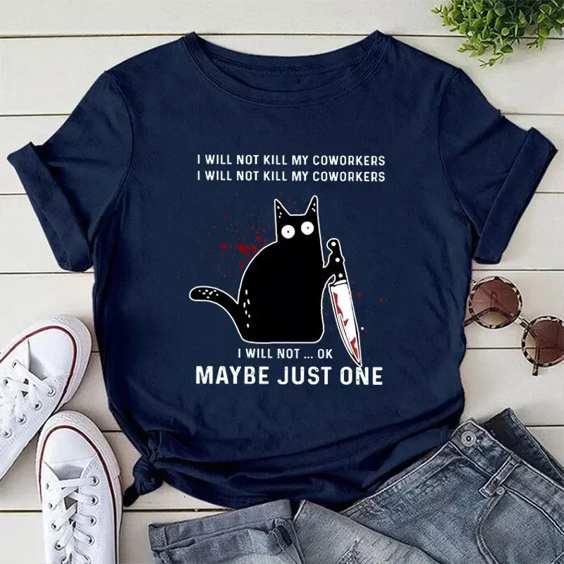 Killer Black Cat Short-sleeved Tee Shirts