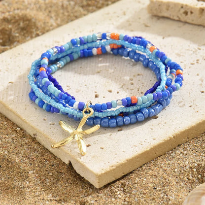 Bohemia Multilayer Rice Bead Anklet Set