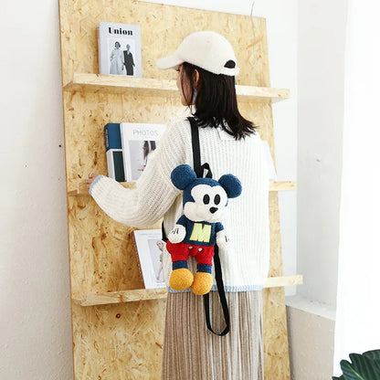 25cm Fashion Cartoon Backpack Mickey Mouse Plush Toy Bag Super Soft Toy Bag Student Bag Holiday Gift