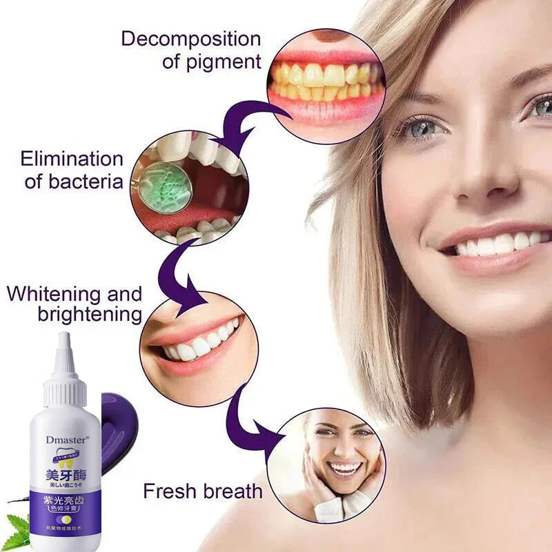 V34 Purple Whitening Toothpaste – Color Correcting Enzyme Mousse for Stains & Yellow Teeth (50g)