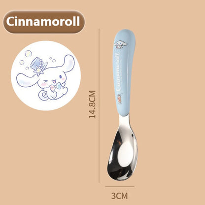 Sanrio Spoon Children Tableware Kuromi Cinnamoroll Hello Kitty My Melody Stainless Steel Toddler Dinnerware Cutlery Kids Gifts