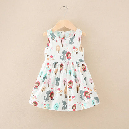 Summer Girls’ Floral Princess Dress – Sleeveless Cotton & Polyester Blend