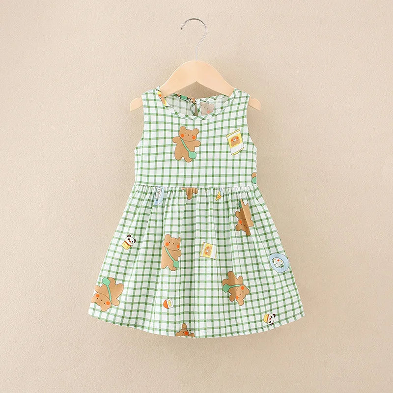 Summer Girls’ Floral Princess Dress – Sleeveless Cotton & Polyester Blend