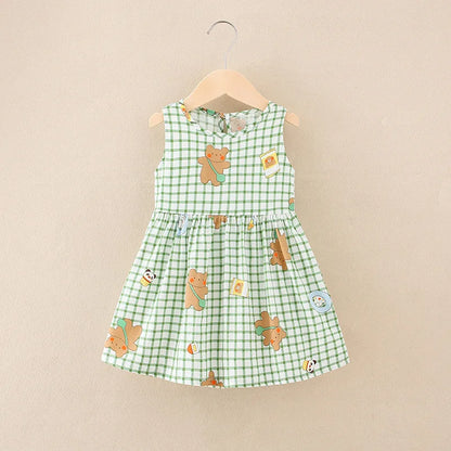 Summer Girls’ Floral Princess Dress – Sleeveless Cotton & Polyester Blend
