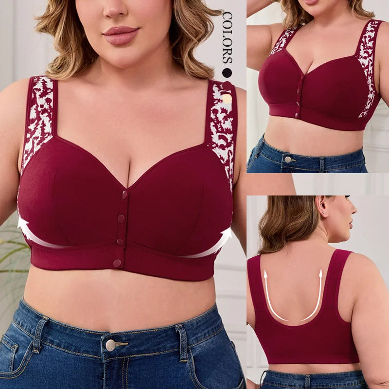plus Size Front Closure Wireless Comfort Bra