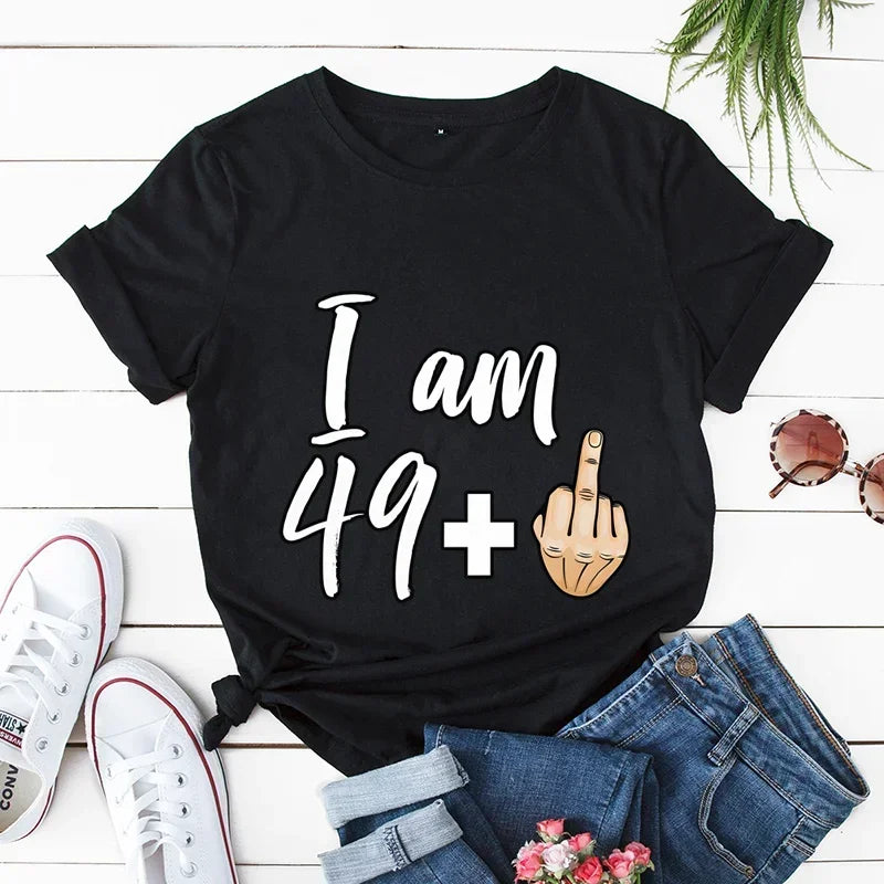 I Am 39 Plus Middle Finger Print Women T-shirts