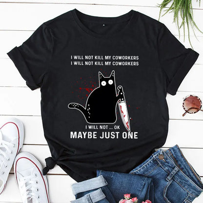 Killer Black Cat Short-sleeved Tee Shirts