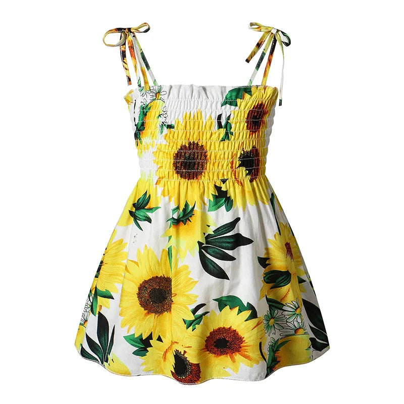 Children's Summer Floral Princess Dress – Cotton Sling Sundress for Girls