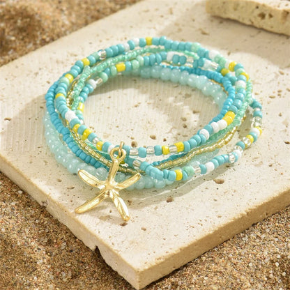 Bohemia Multilayer Rice Bead Anklet Set