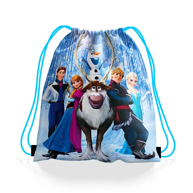 6/12PCS Disney Princess Frozen Anna Elsa Backpacks Birthday Party Gifts Non-woven Drawstring Bags Kids Swimming Backpacks Gifts