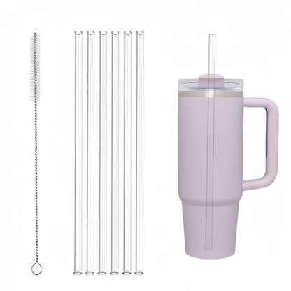 13pcs accessories for Stanley 40oz thermos cup, flower straw covers, 10mm straws, silicone cup sleeves and cleaning brushes.