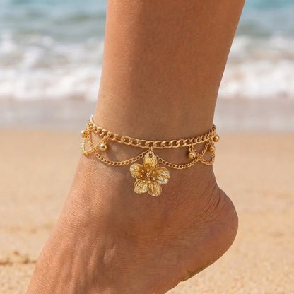 Fashion Metal Flower Pendant Anklet