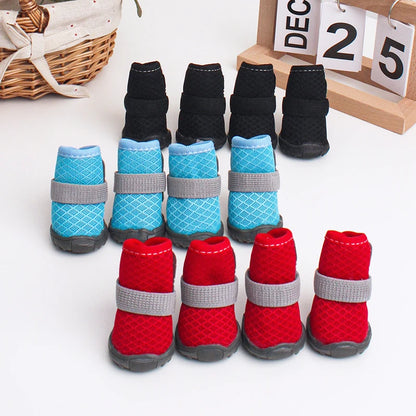 4pcs Breathable Dog & Cat Shoes – Anti-Slip, Year-Round Pet Paw Protectors