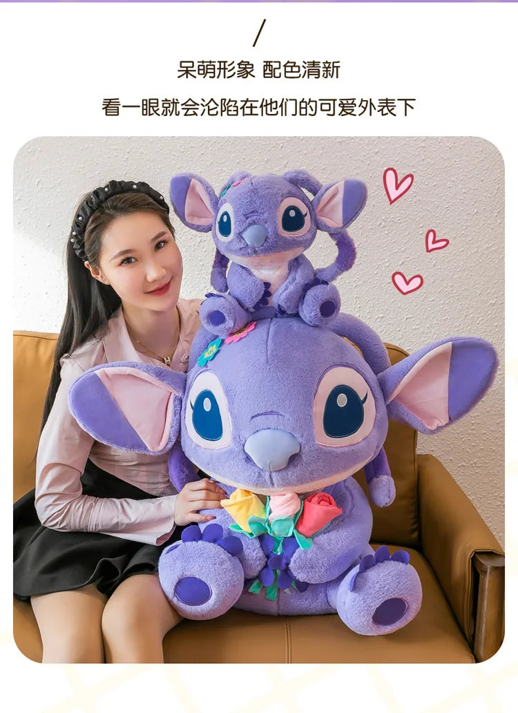 35cm Disney Embroidered Stitch Doll Cartoon Cute Stitch Plush Toys Children's Gift For Birthday Room Decoration Plushies Dolls