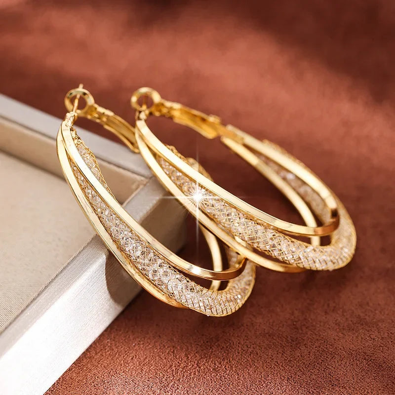 Pendientes Hollow Net Crystal Hanging Earrings