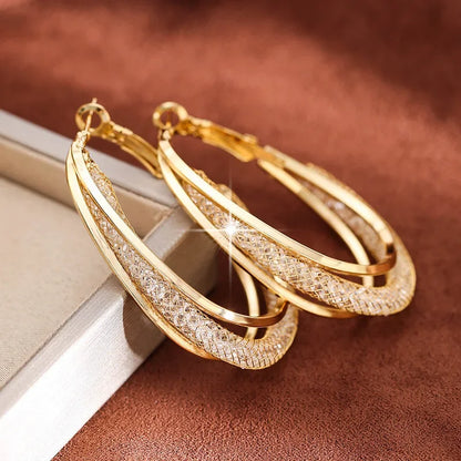 Pendientes Hollow Net Crystal Hanging Earrings