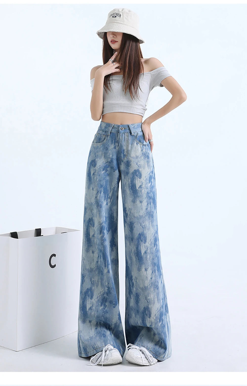 Light Blue Tie-Dye Print Jeans