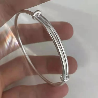 Silver Bracelet Solid Silk Feather Push Pull Bracelet