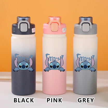 Disney Lilo Stitch Gradient Thermos Cup Outdoor Sports Fitness Portable Leak-proof Camping Cartoon Animation Cycling Kettle Gift