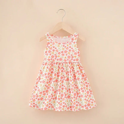 Cute Summer Cartoon Print Dress for Girls – Sleeveless A-Line Princess Outfit