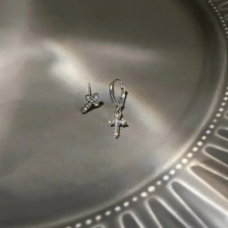 Crystal Cross Women Stud Earrings