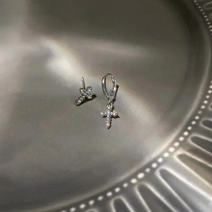 Crystal Cross Women Stud Earrings