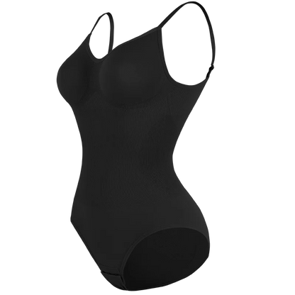 Low Back Bodysuit Shapewear for Women – Seamless Tummy Control Push-Up Body Shaper with Open Crotch & Adjustable Straps