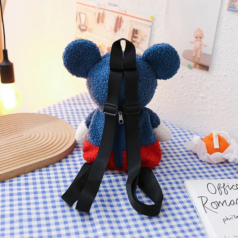 25cm Fashion Cartoon Backpack Mickey Mouse Plush Toy Bag Super Soft Toy Bag Student Bag Holiday Gift