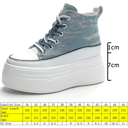 Fujin 8cm Denim Genuine Leather Shoes