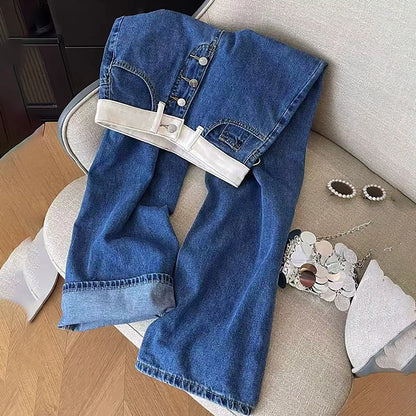 Oversized Women Blue Denim Pants