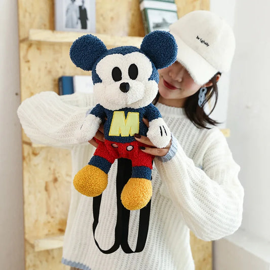 25cm Fashion Cartoon Backpack Mickey Mouse Plush Toy Bag Super Soft Toy Bag Student Bag Holiday Gift