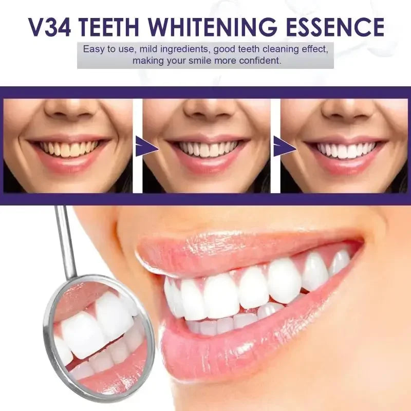 V34 Purple Whitening Toothpaste – Color Correcting Enzyme Mousse for Stains & Yellow Teeth (50g)
