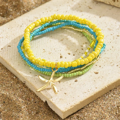 Bohemia Multilayer Rice Bead Anklet Set