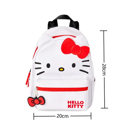 Cartoon Hello Kitty Backpack Anime Figure Student Schoolbag Girl Hello Kitty Kawaii PU Leather Big Capacity Knapsack Girl Gift