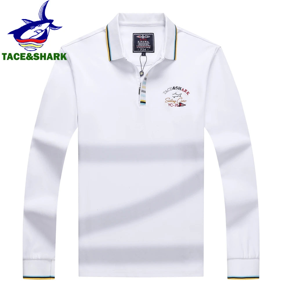 Men‘s Embroidery Solid Color Long Sleeve Polo Shirt