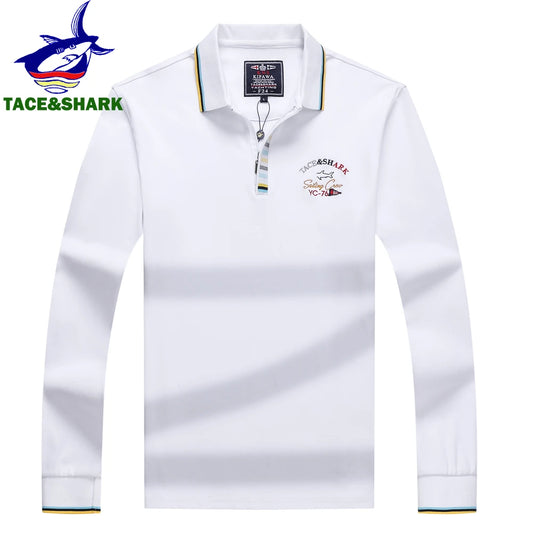 Men‘s Embroidery Solid Color Long Sleeve Polo Shirt