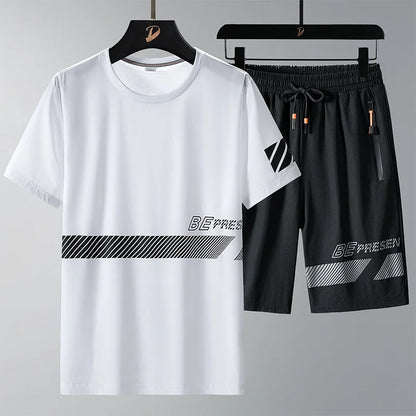 Men T Shirt Suit Shorts Tshirt Set