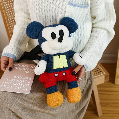 25cm Fashion Cartoon Backpack Mickey Mouse Plush Toy Bag Super Soft Toy Bag Student Bag Holiday Gift