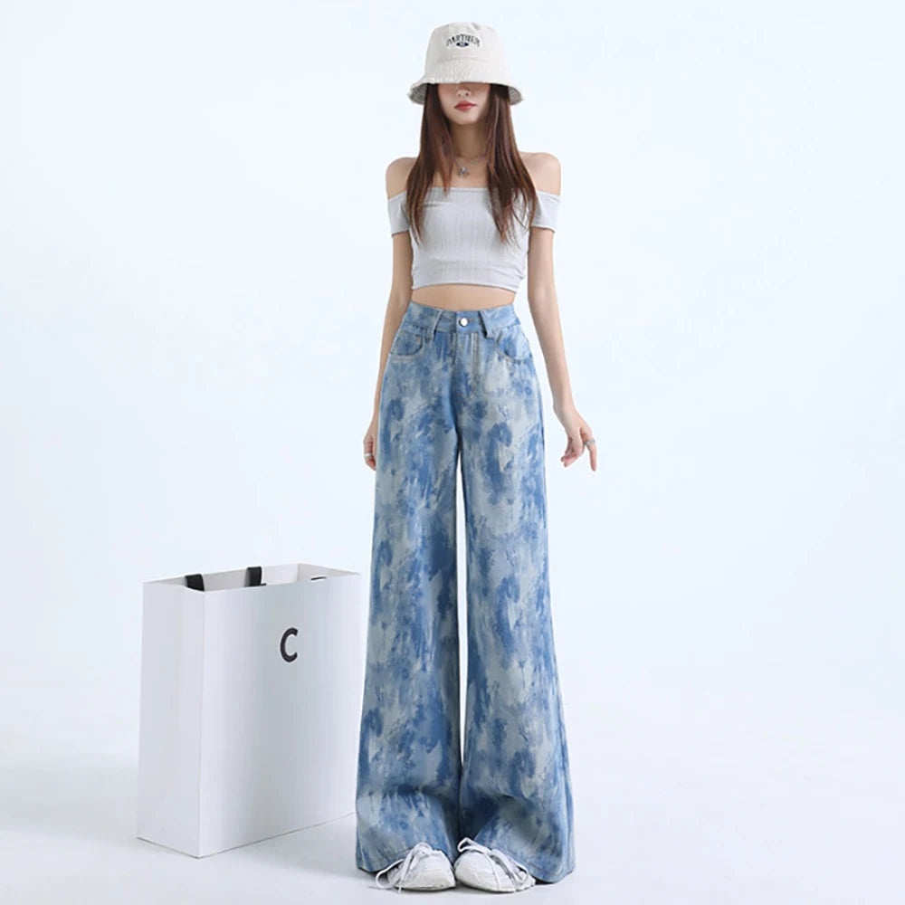 Light Blue Tie-Dye Print Jeans