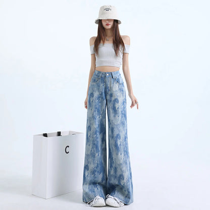 Light Blue Tie-Dye Print Jeans