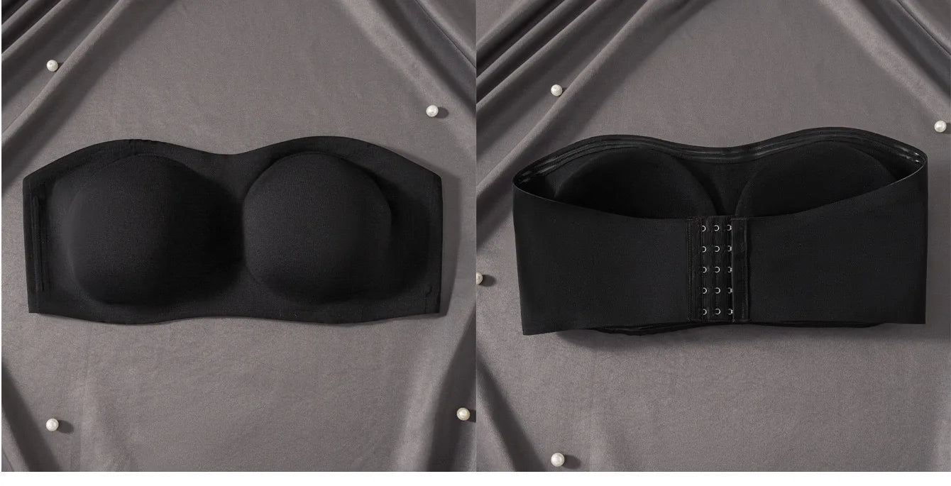 Plus Size Wireless Strapless Bra - No-Slip Bandeau with Support
