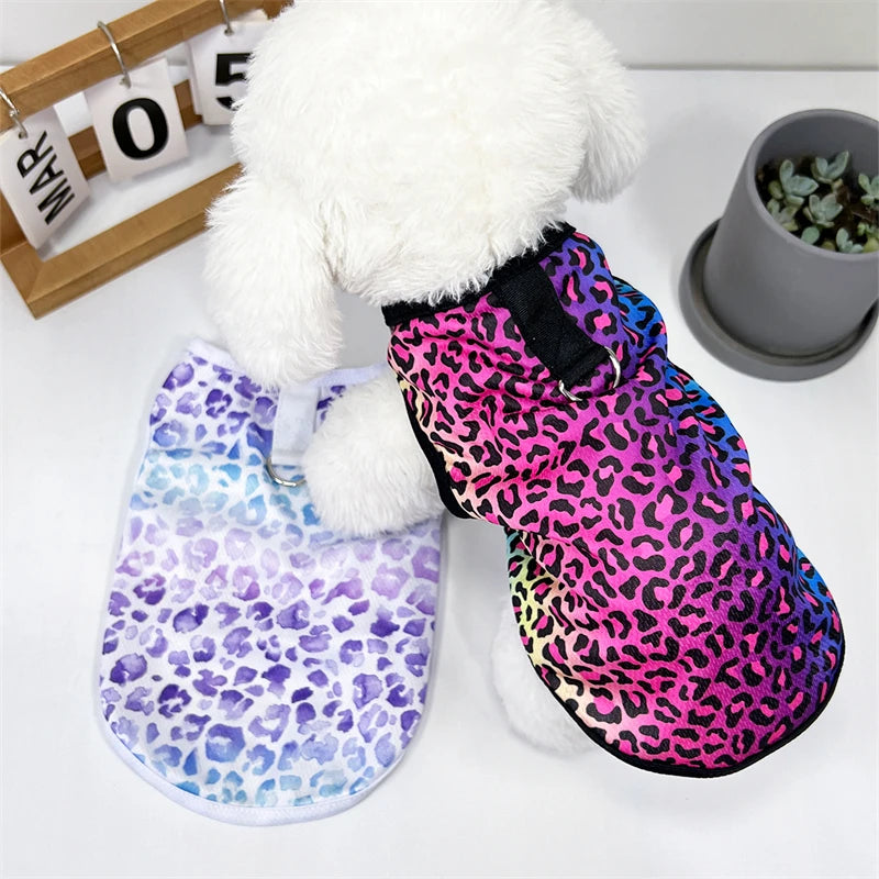 Pullover Pet Vest – Colorful Leopard Print for Small/Medium Dogs & Cats