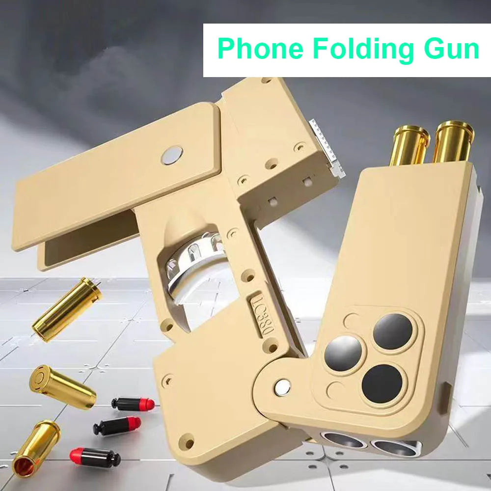 Shell Ejecting Black Toy Guns For Adults Boys Folding iPhone Gun