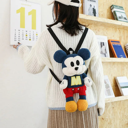 25cm Fashion Cartoon Backpack Mickey Mouse Plush Toy Bag Super Soft Toy Bag Student Bag Holiday Gift