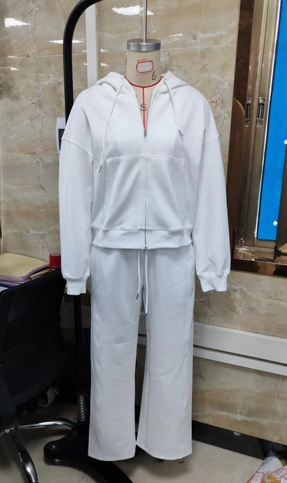 Long Sleeve Zip-up Hoodie and Drawstring Sweatpants