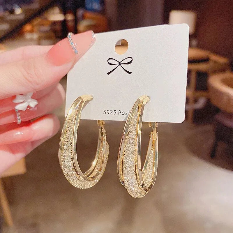Pendientes Hollow Net Crystal Hanging Earrings