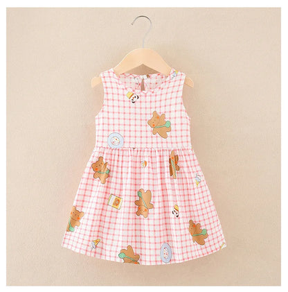 Cotton Cartoon Summer Dress for Girls – Sleeveless Princess Party Outfit