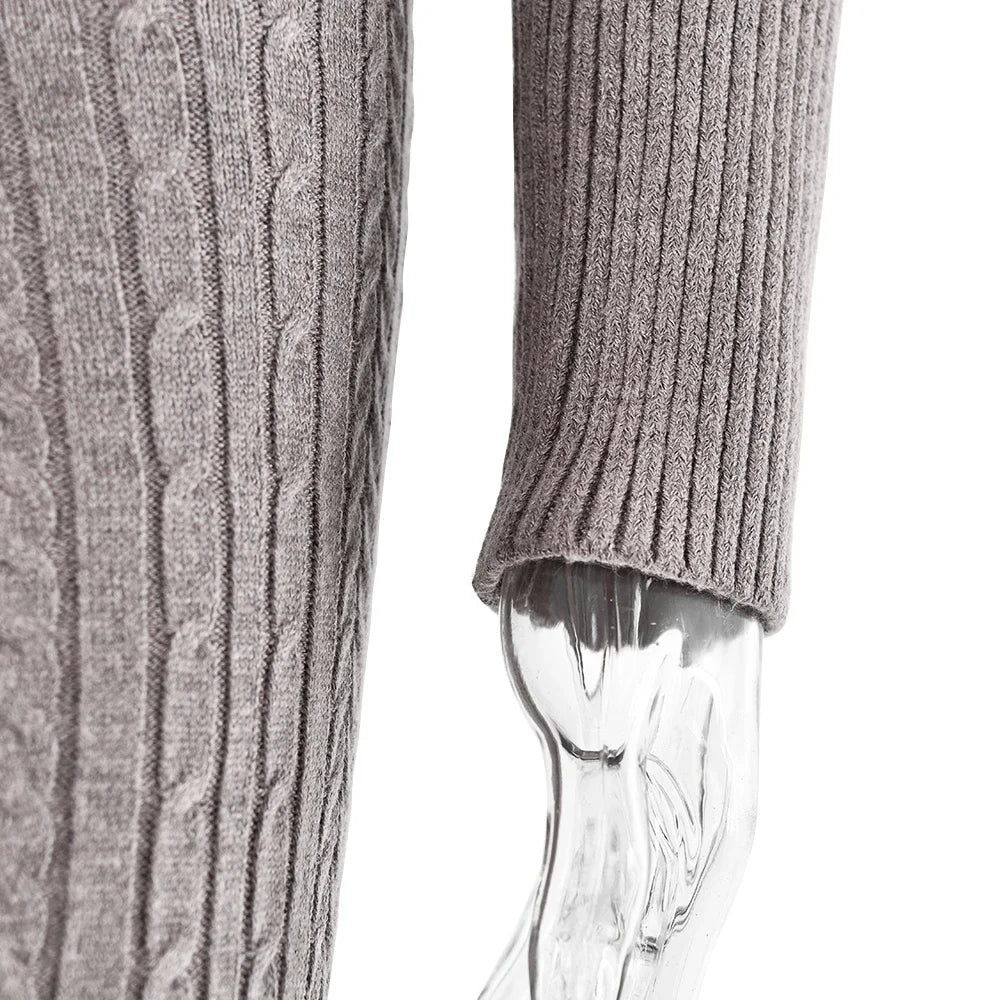 Knitted Long Sleeve Zipper Hooded Two Piece Sets